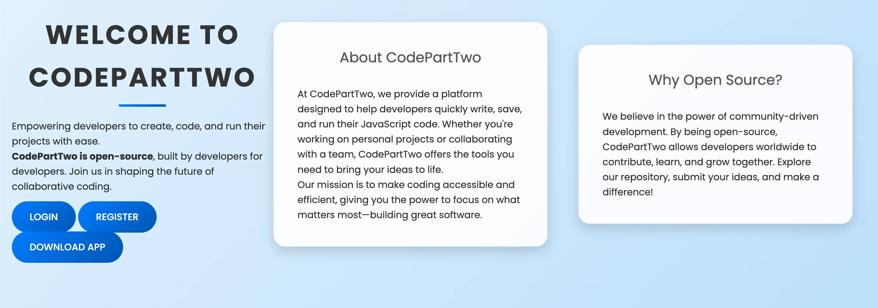 CodePartTwo web application homepage