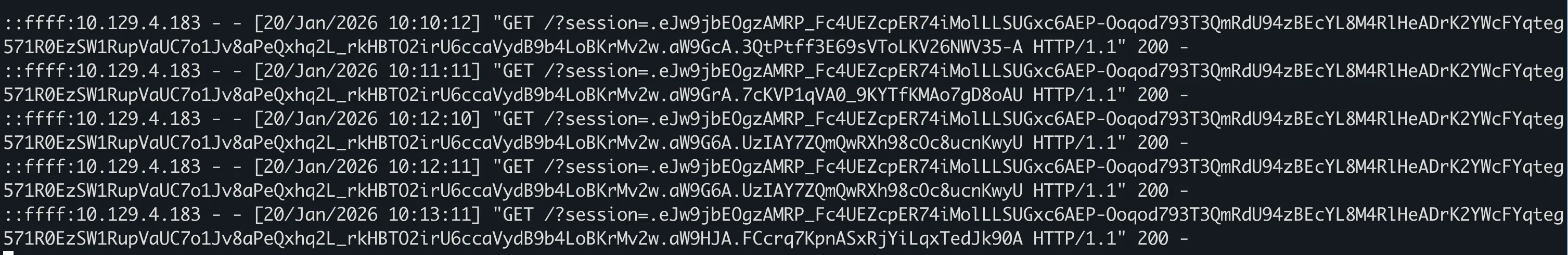 XSS callback showing the admin session request
