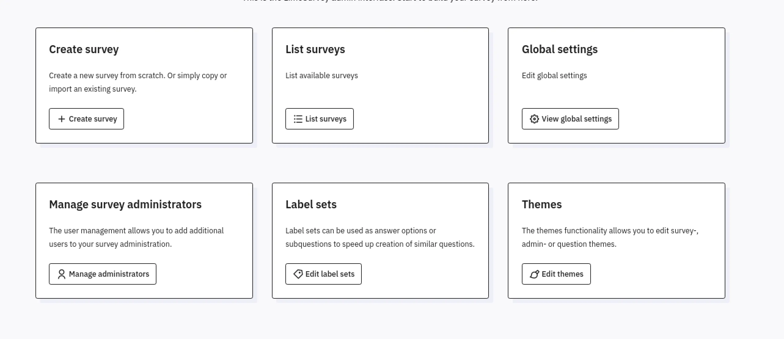 LimeSurvey admin dashboard