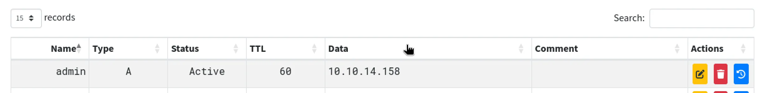New admin.build.vl DNS record pointing to the attacker