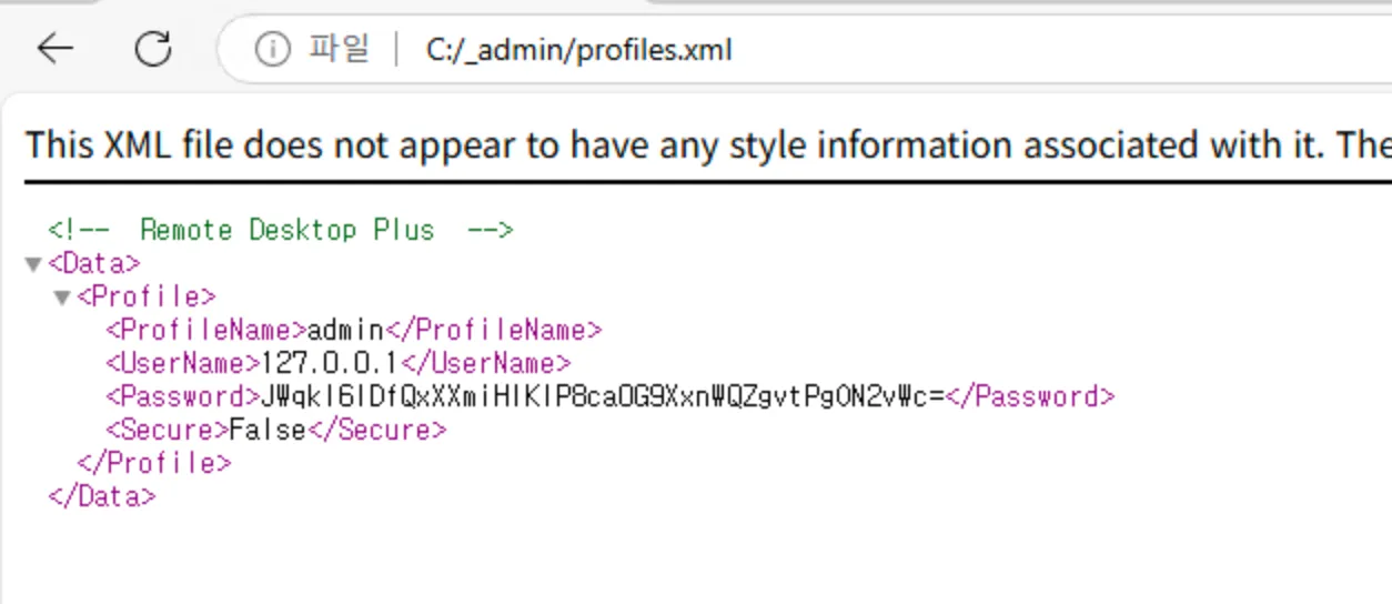 profiles.xml with encoded credentials
